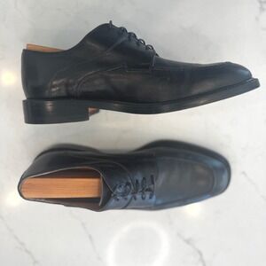 Florsheim Imperial Men 9.5D Black Leather Apron Toe Derby Dress Shoes Italy 9266